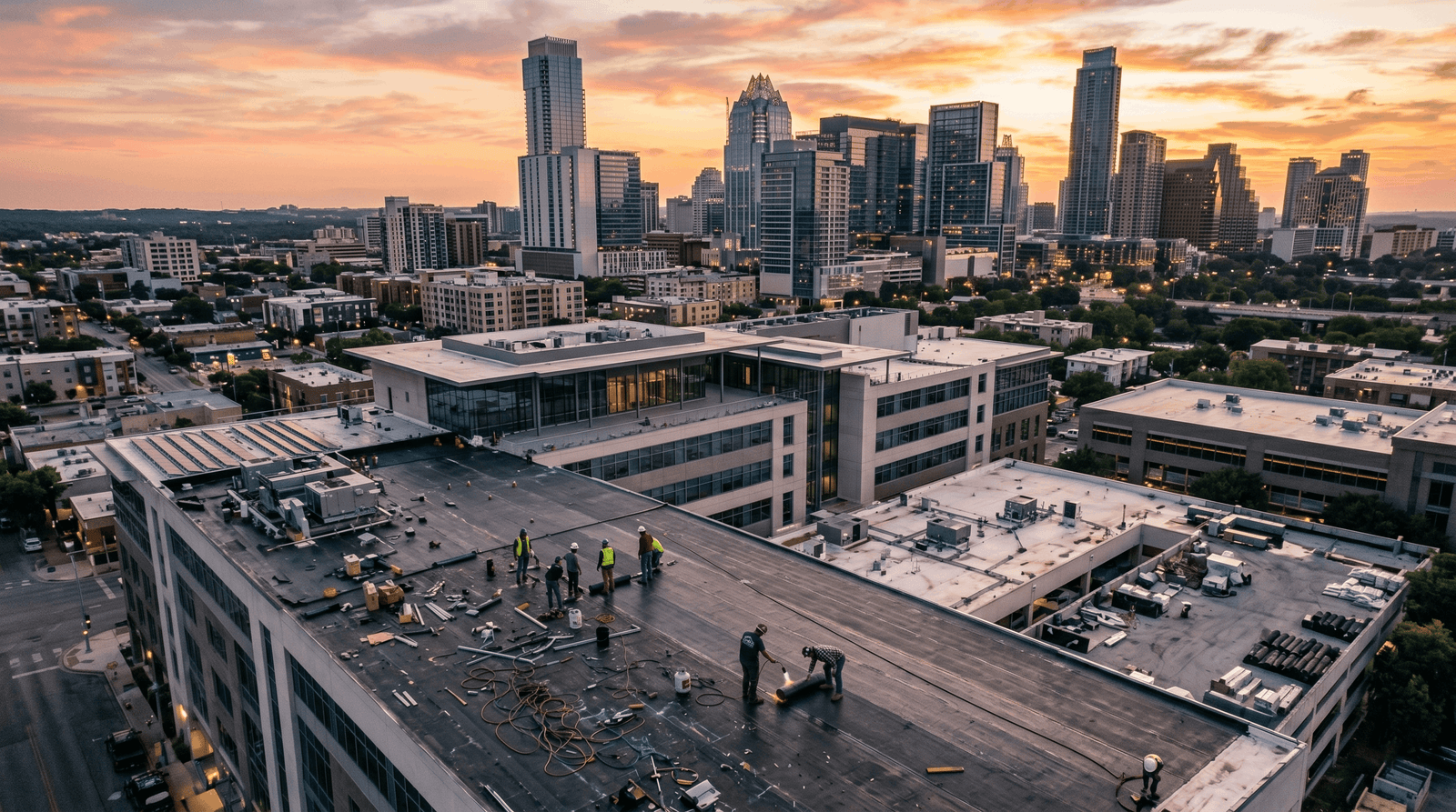 Commercial roofing Tyler TX, Tyler Commercial Roofing portfolio of flat, TPO, and metal commercial roofs across Smith County